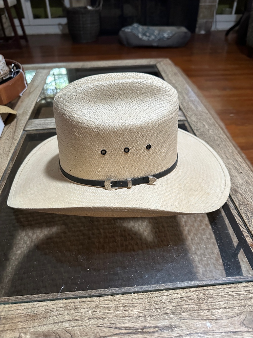 Straw Western Hat with Black Band
